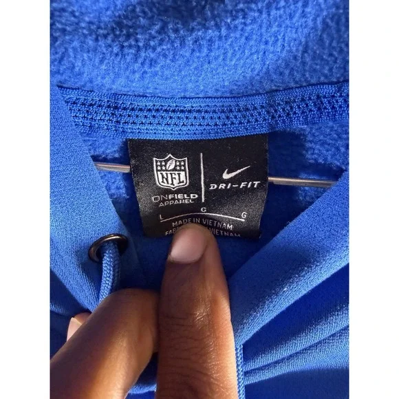 NFL Detroit Lions Onfield Nike Dri-Fit Blue/Black Authentic Sports Hoodie Mens L - Picture 2 of 5